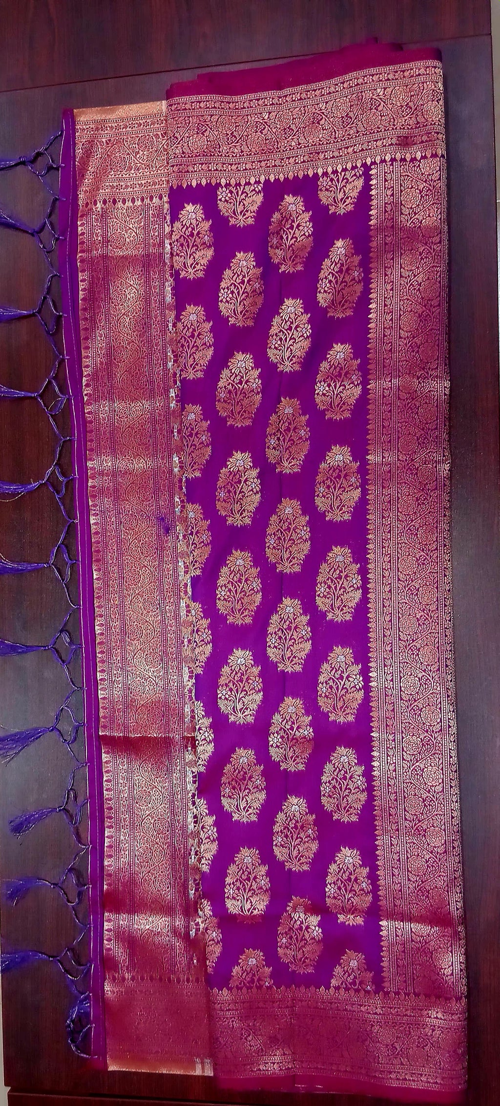 Kanchipuram Pure Silk Saree with Butta Motif in Royal Purple Color