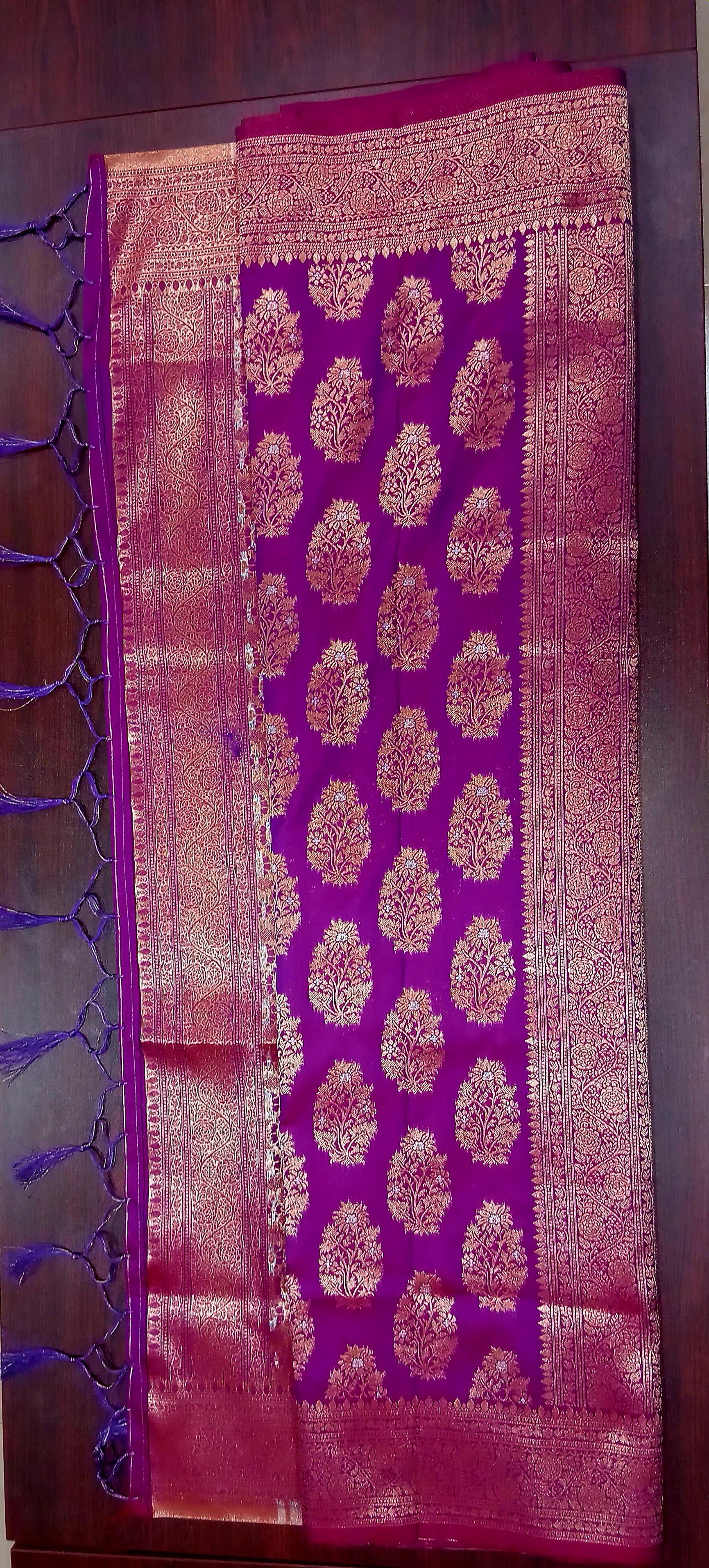 Kanchipuram Pure Silk Saree with Butta Motif in Royal Purple Color