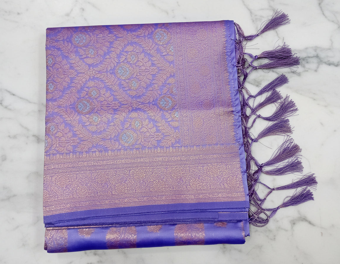 Kanchipuram Pure Silk Saree with Butta Motif in Lilac Purple Color