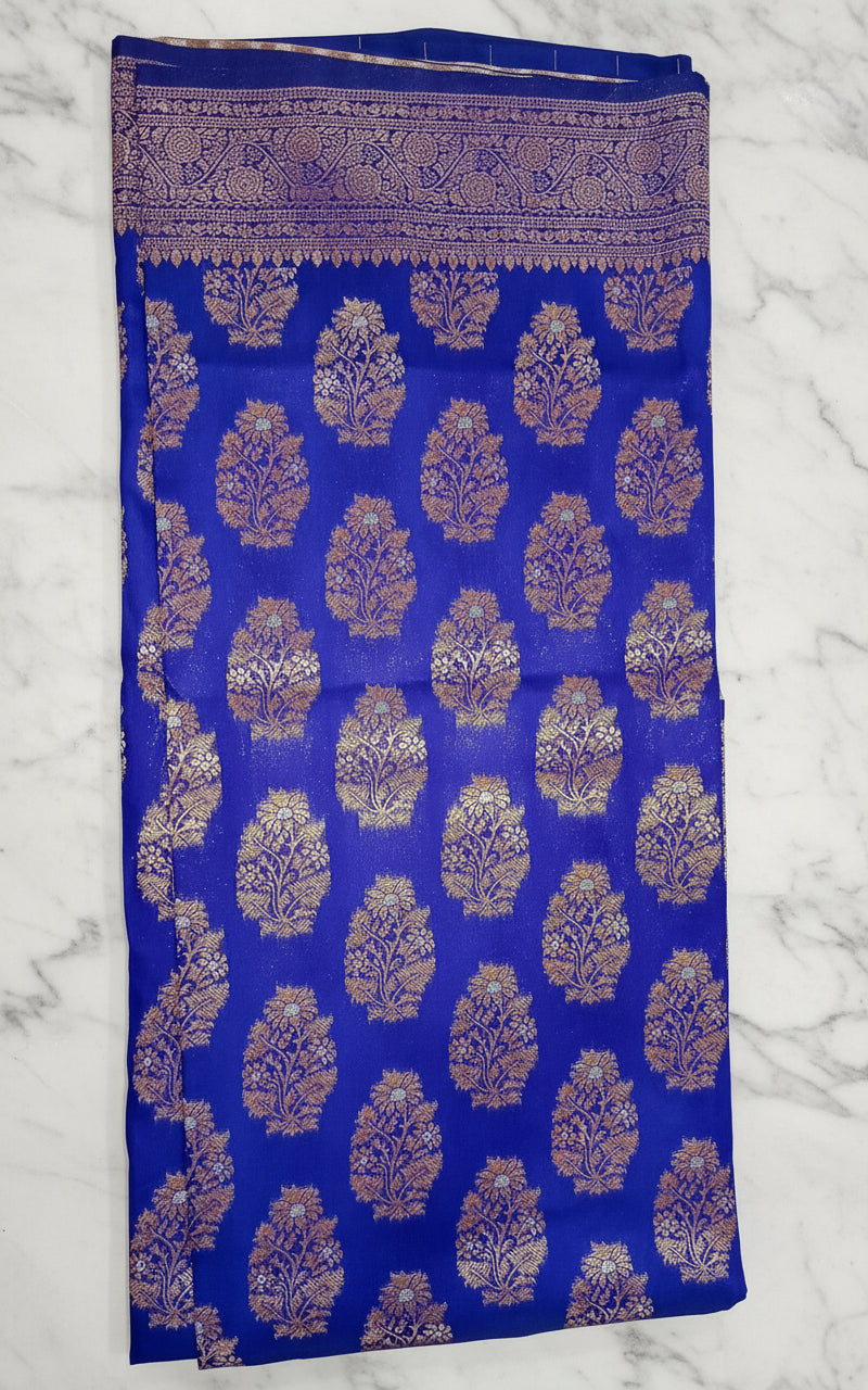 Kanchipuram Pure Silk Saree with Butta Motif in Royal Blue Color