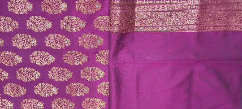 Kanchipuram Pure Silk Saree with Butta Motif in Purple Color