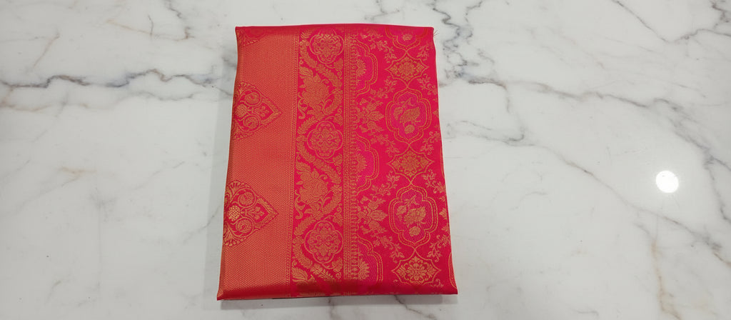 Kanchipuram Pure Silk Saree with detailed Butta motifs and luxurious Pallu in Reddish Pink color