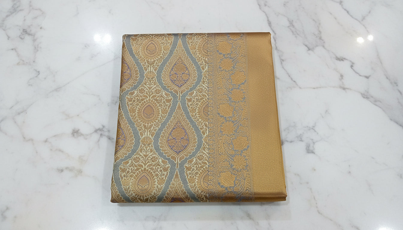 Kanchipuram Pure Silk Saree with detailed Butta motifs and luxurious Pallu in Grey color