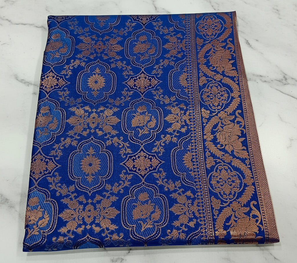 Kanchipuram Pure Silk Saree with detailed Butta motifs and luxurious Pallu in Royal Blue color