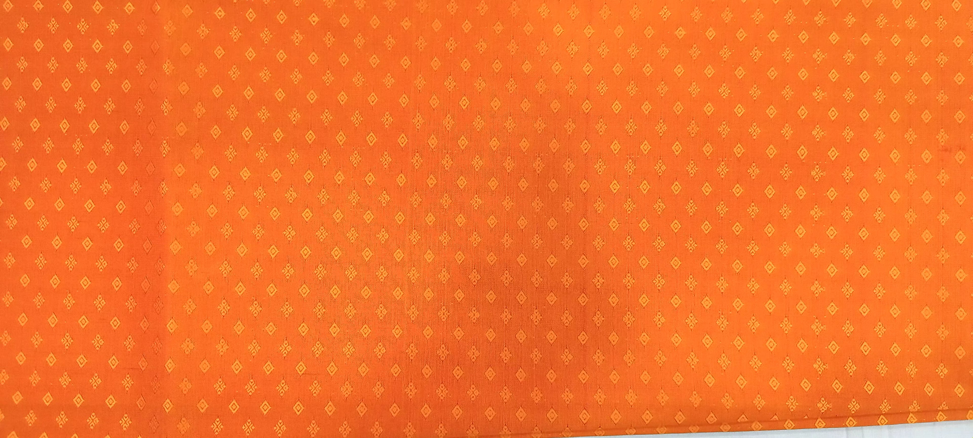 Kanchipuram Pure Silk saree with Intricate Gold Butta Motifs in Marigold Yellow Orange Color