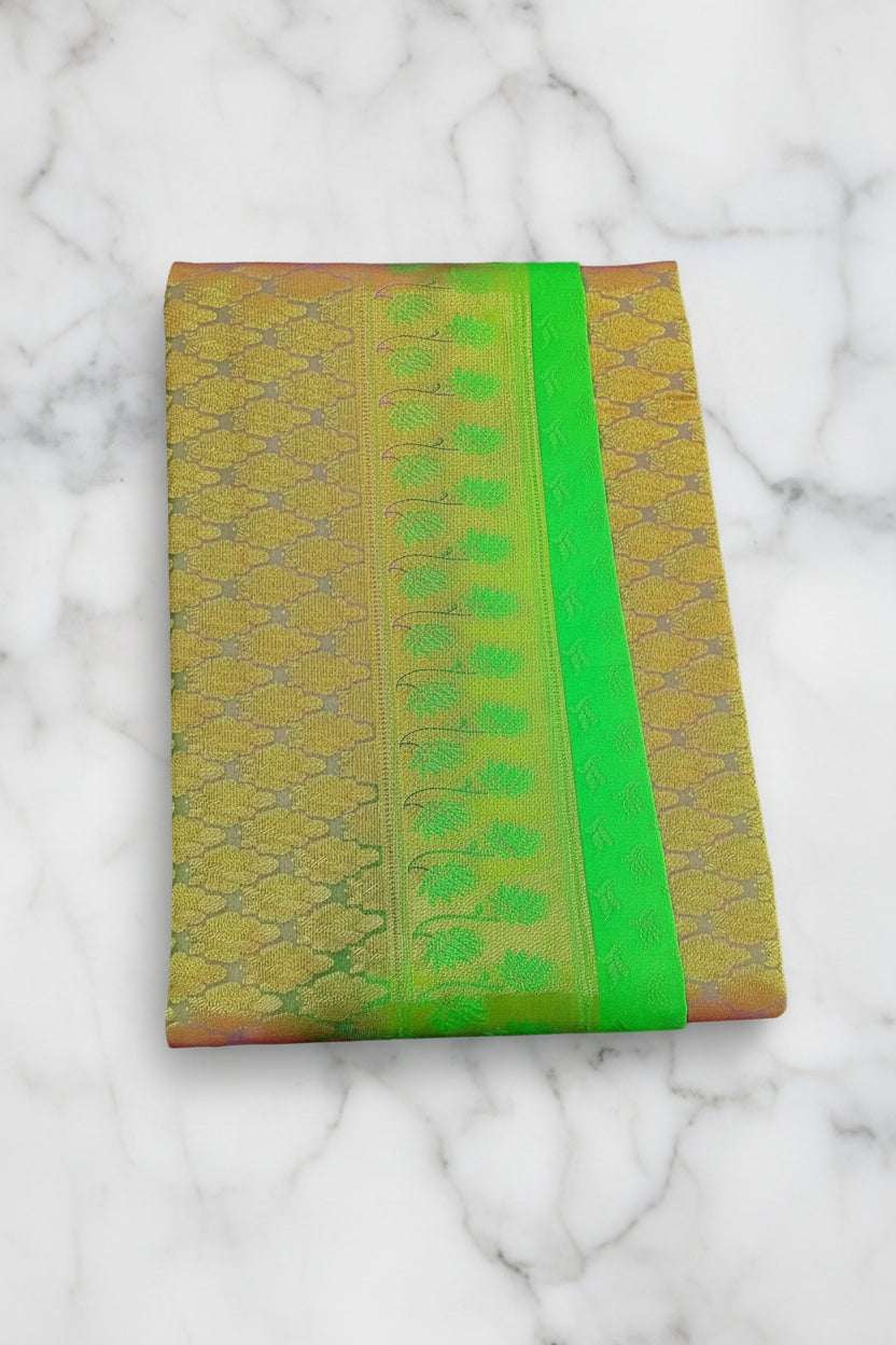 Kanchipuram Pure Silk saree with full mini Butta Motifs in Green Color