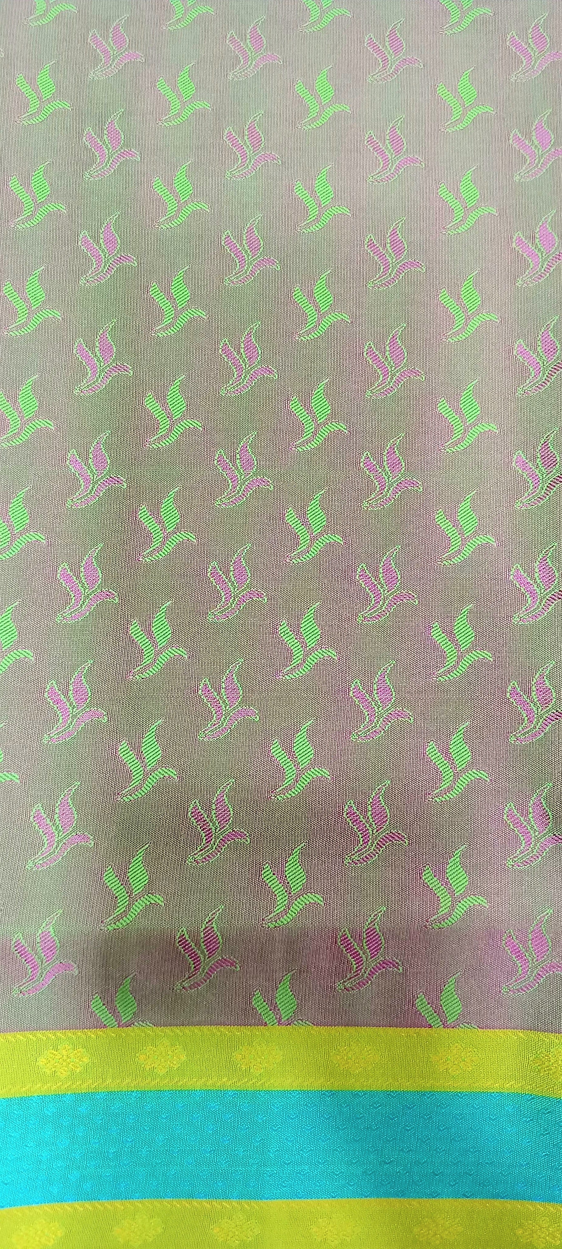 Kanchipuram Pure Silk saree with full mini Butta Motifs in Green Color