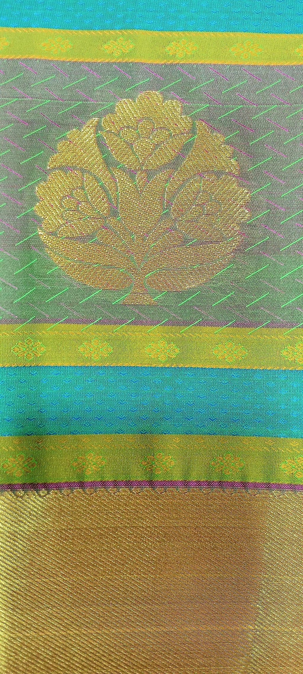 Kanchipuram Pure Silk saree with full mini Butta Motifs in Green Color