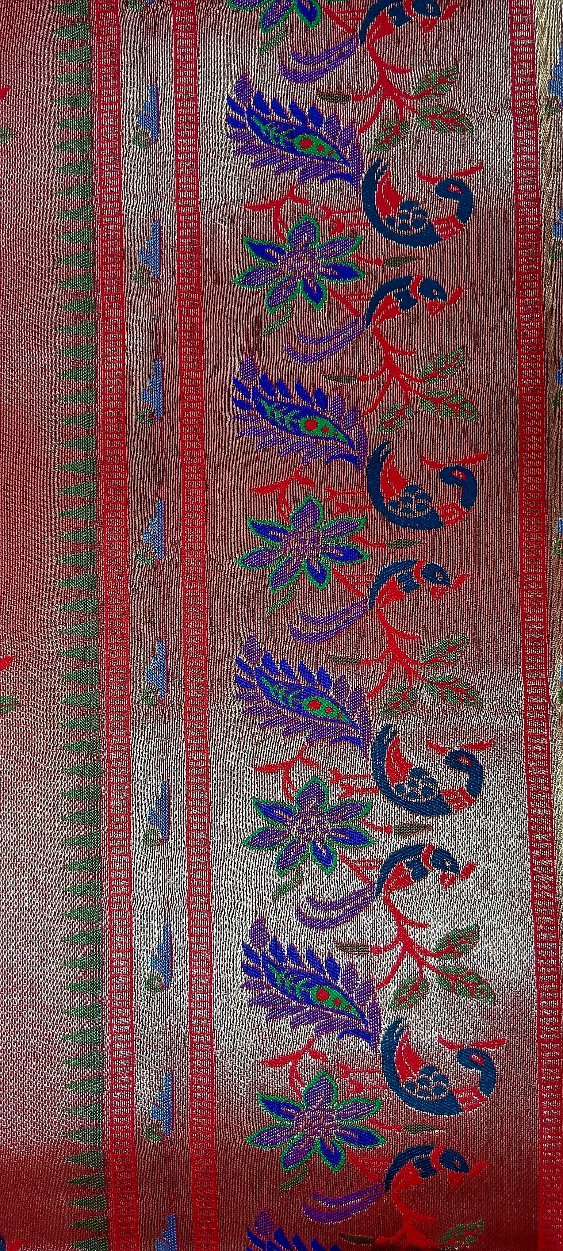 Patola Paithani Pure Silk Saree bird pattern with Rich Zari Border and Pallu in Rich Pink color