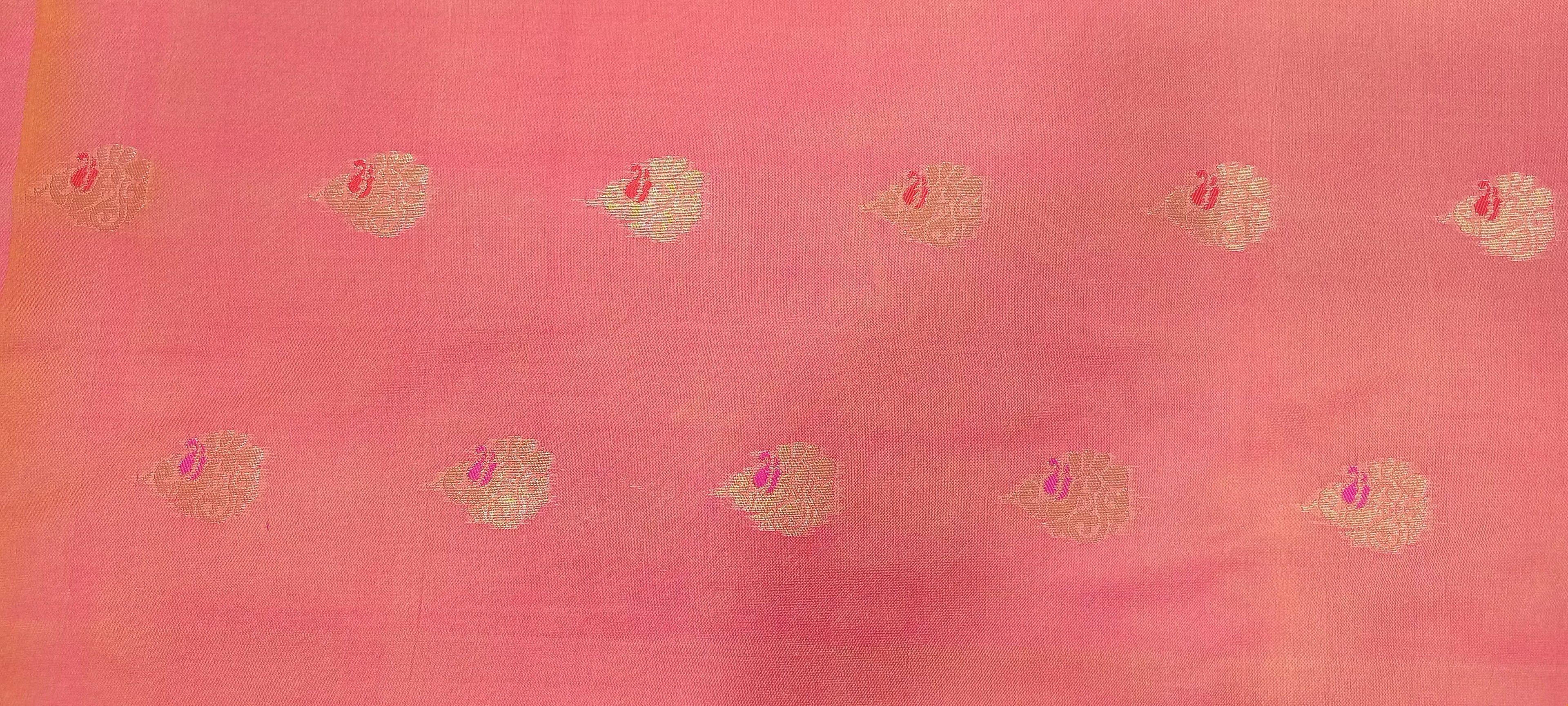 Patola Paithani Pure Silk Saree bird pattern with Rich Zari Border and Pallu in Coral Color