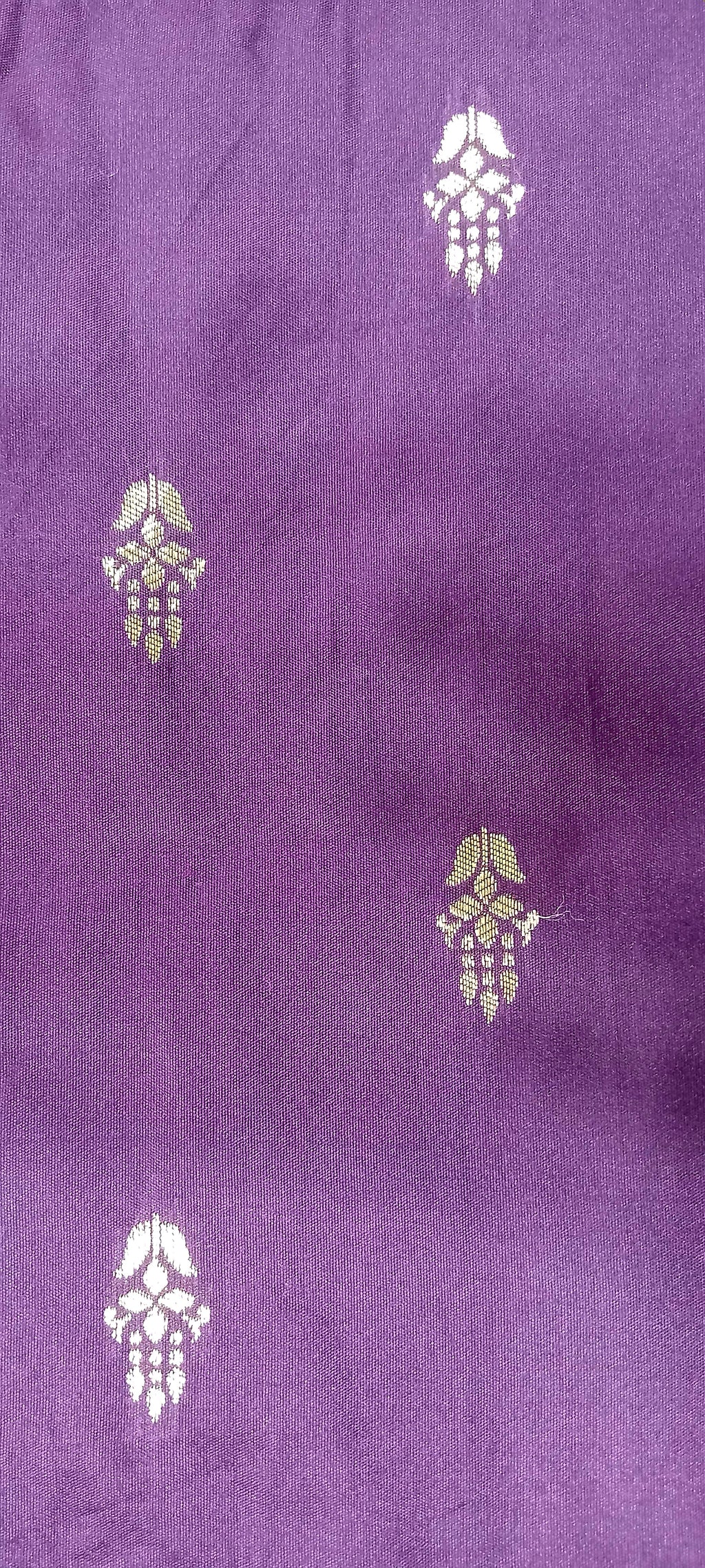 Banarasi Pure Silk Saree with mini gold zari butta motif all over saree with elaborate gold zari border and pallu in Royal Purple color