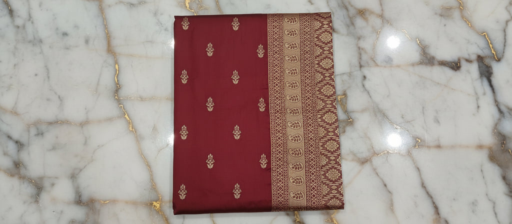 Banarasi Pure Silk Saree with mini gold zari butta motif all over saree with elaborate gold zari border and pallu in Navy Blue color (Copy)