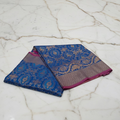 Kanchipuram Pure Silk Saree with detailed Butta motifs and luxurious Pallu in Royal Blue color