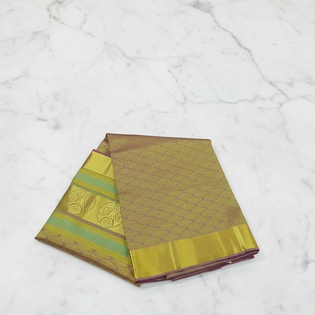 Kanchipuram Pure Silk saree with full mini Butta Motifs in Green Color