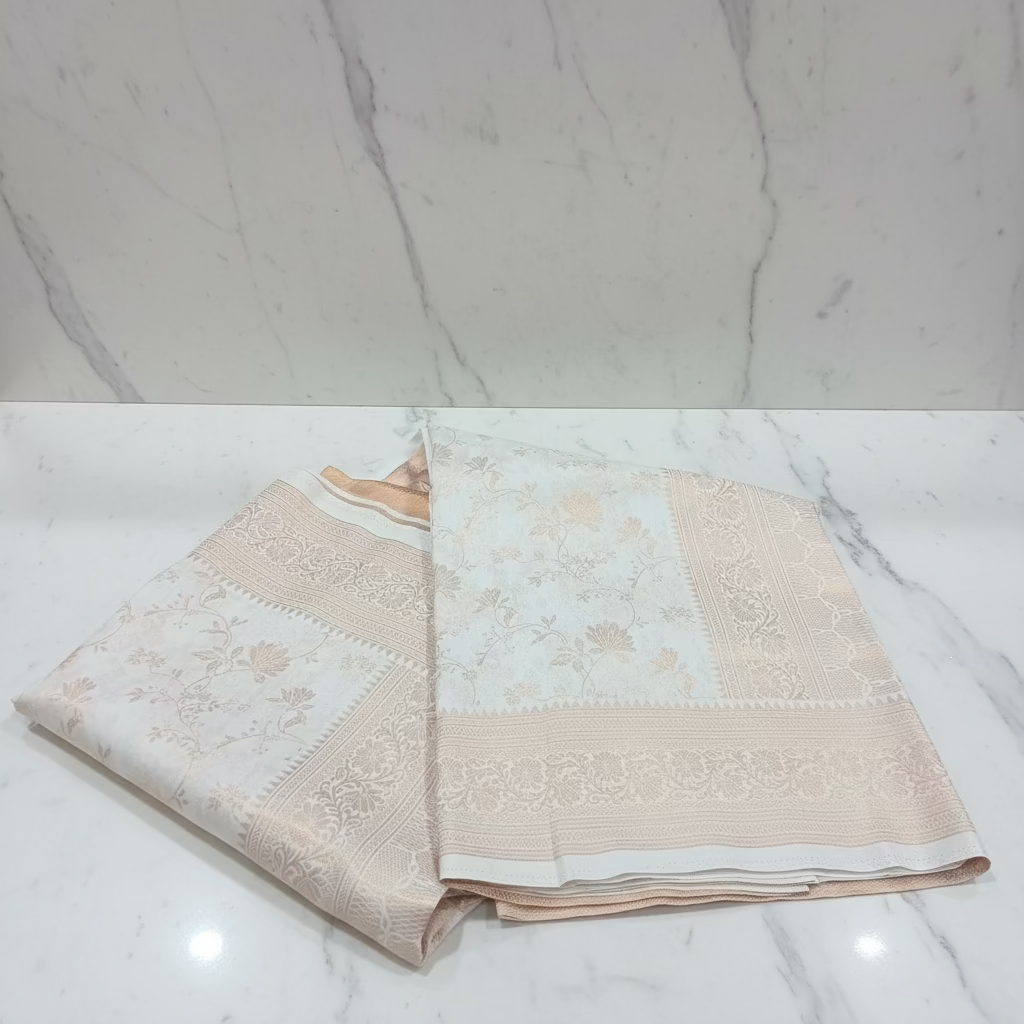 Kanchipuram Pure Silk Saree with detailed Butta motifs and luxurious Pallu in Ivory color