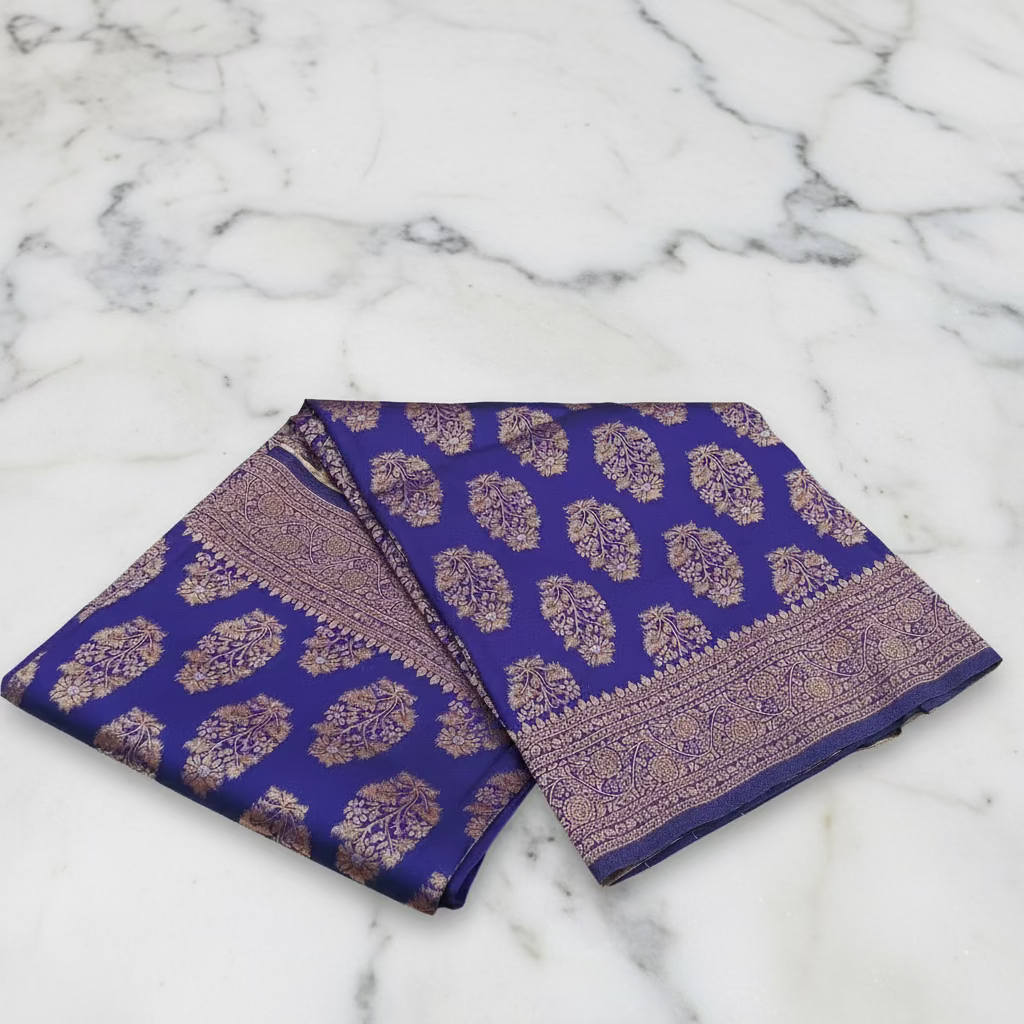 Kanchipuram Pure Silk Saree with Butta Motif in Royal Blue Color