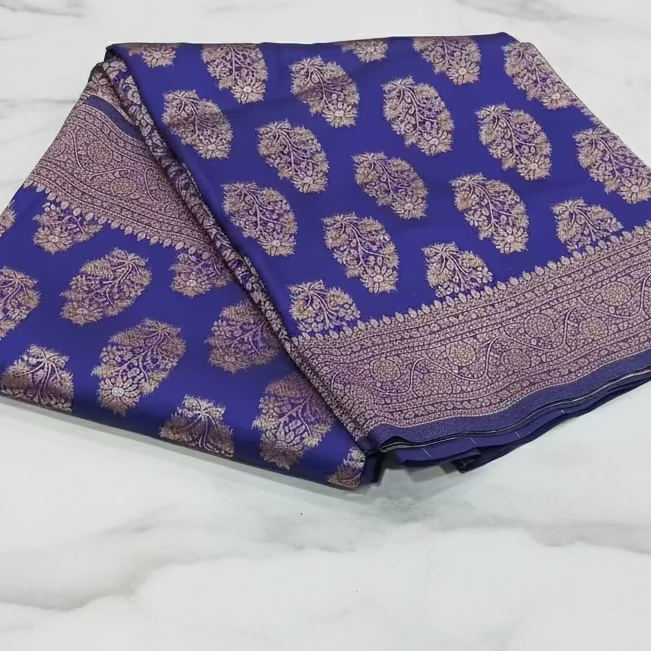 Kanchipuram Pure Silk Saree with Butta Motif in Royal Blue Color