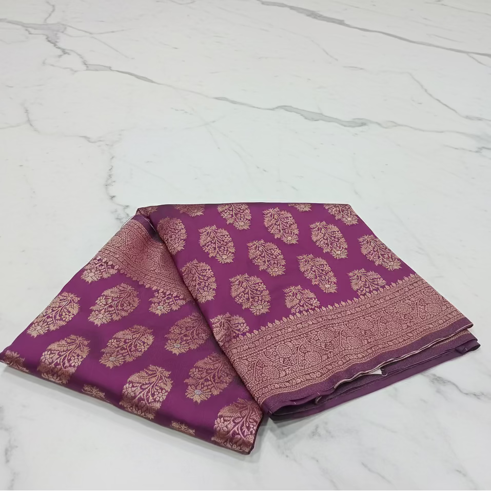 Kanchipuram Pure Silk Saree with Butta Motif in Purple Color