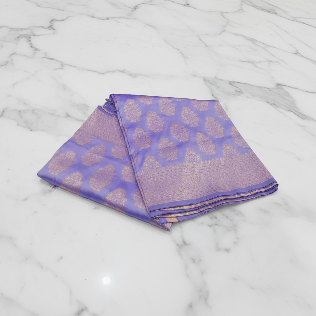 Kanchipuram Pure Silk Saree with Butta Motif in Lilac Purple Color