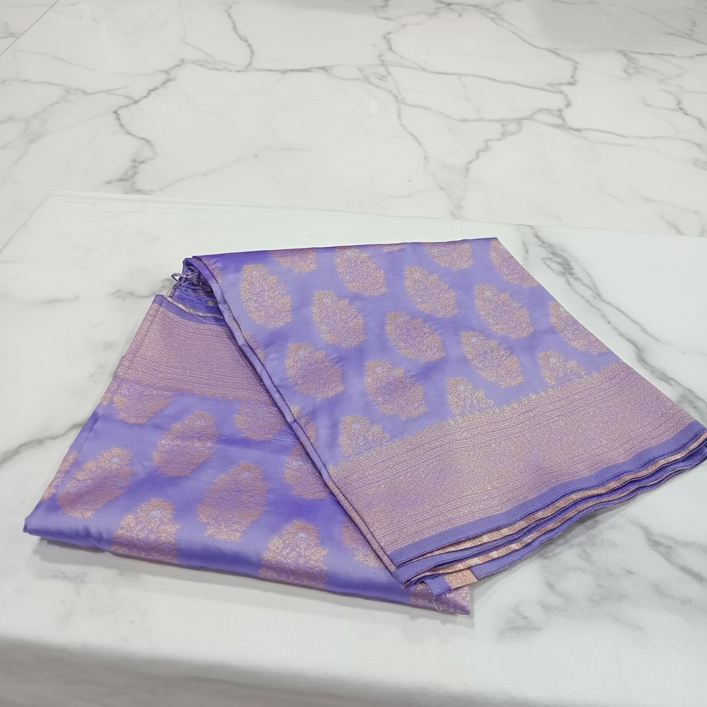 Kanchipuram Pure Silk Saree with Butta Motif in Lilac Purple Color