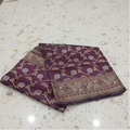 Semi Kanchipuram Silk Saree with Gold Zari Floral Butta and detailed border and Pallu in Royal Purple color