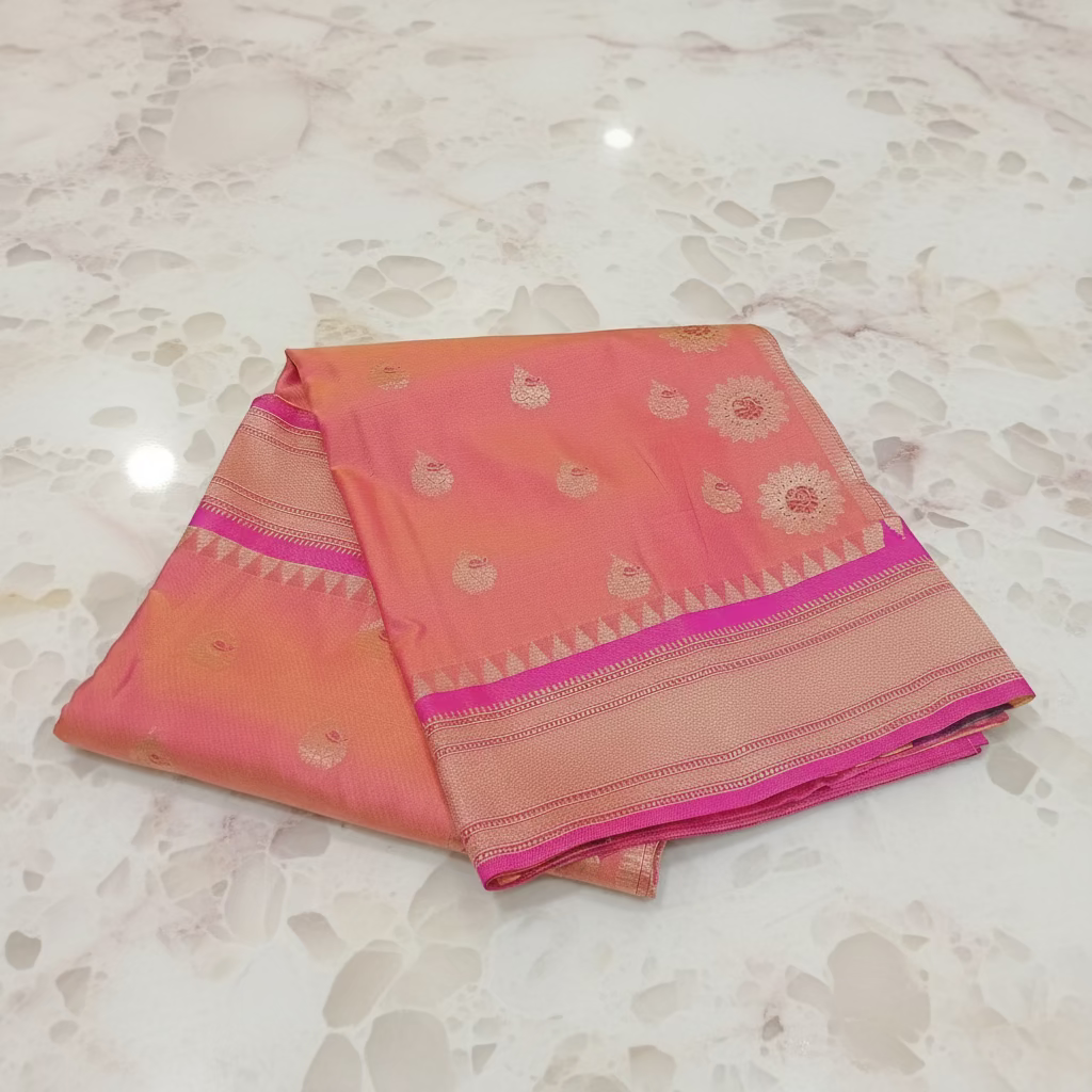 Patola Paithani Pure Silk Saree bird pattern with Rich Zari Border and Pallu in Coral Color