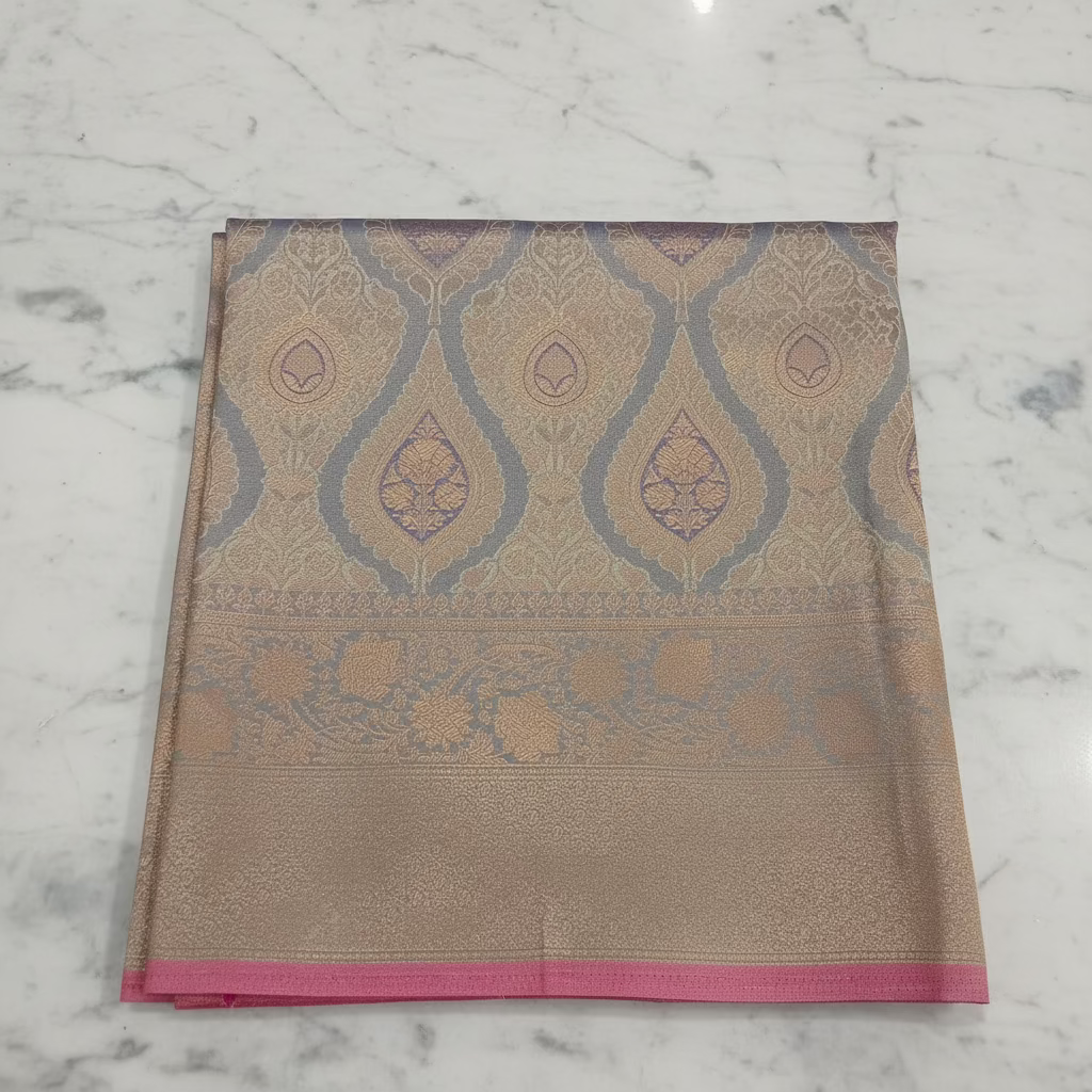 Kanchipuram Pure Silk Saree with detailed Butta motifs and luxurious Pallu in Grey color
