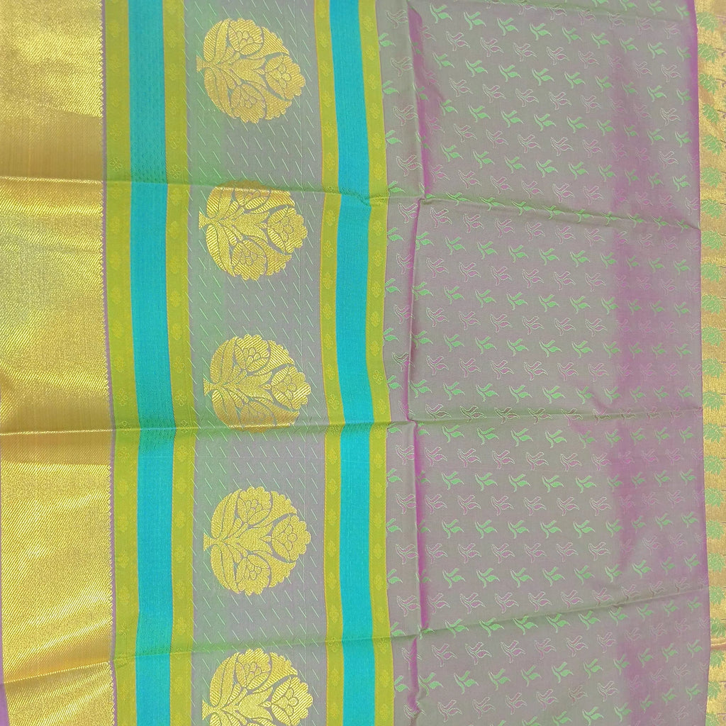 Kanchipuram Pure Silk saree with full mini Butta Motifs in Green Color
