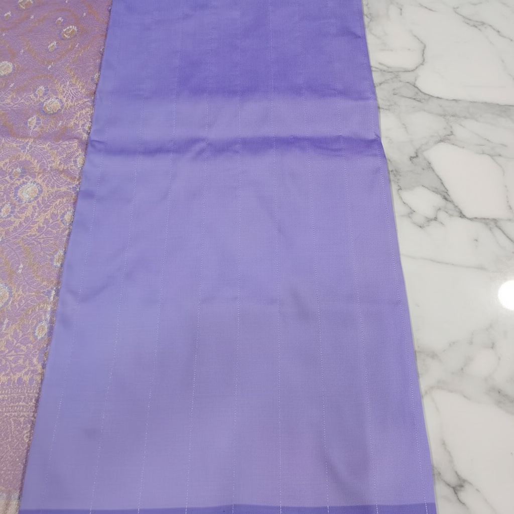 Kanchipuram Pure Silk Saree with Butta Motif in Lilac Purple Color