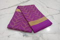 Tussar Silk saree with leaf pattern light weight saree organza drape with leaf pattern all over saree with mild gold thread border in Purple Color