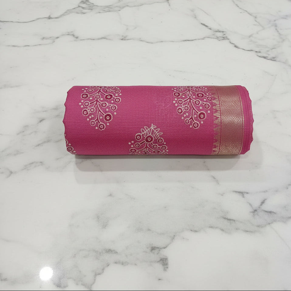 Tussar Silk saree with floral pattern light weight saree organza drape with gold color silk border in