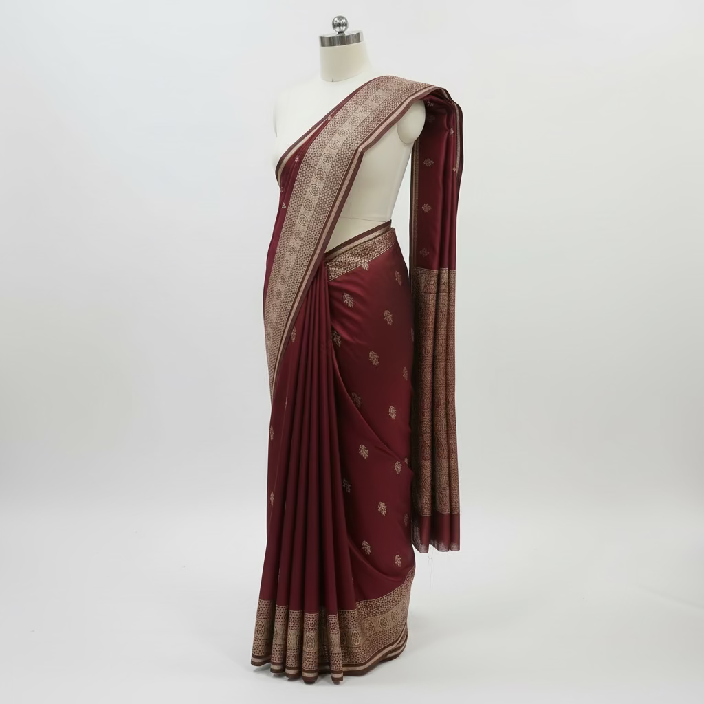 Banarasi Pure Silk Saree with mini gold zari butta motif all over saree with elaborate gold zari border and pallu in Navy Blue color (Copy)