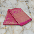 Banarasi Pure Silk Saree with beautiful birds and mango buttas with pretty gold zari work all over the saree in Royal pink color