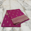 Banarasi Pure Silk Saree with mini gold zari butta motif all over saree with elaborate gold zari border and pallu inDark Pink color