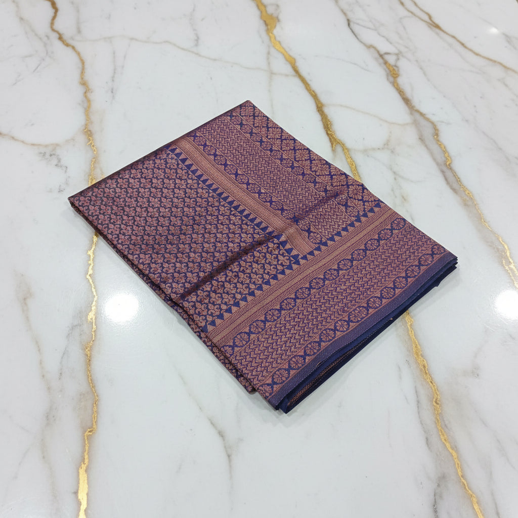 Silk Georgette saree with beautiful buttas , flowy drape elegant light weight Pattu Silk saree in Dark Purple Rose Gold Zari