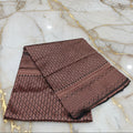 Silk Georgette saree with beautiful buttas , flowy drape elegant light weight Pattu Silk saree in Dark green shade with Rose Gold Zari