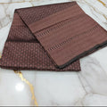 Silk Georgette saree with beautiful buttas , flowy drape elegant light weight Pattu Silk saree in Dark Green Rose Gold Color Zari
