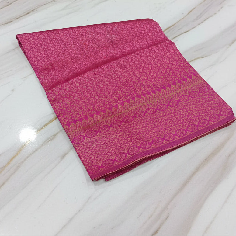 Silk Georgette saree with beautiful buttas , flowy drape elegant light weight Pattu Silk saree in Royal Pink saree