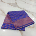 Silk Georgette saree with beautiful buttas , flowy drape elegant light weight Pattu Silk saree in Royal Blue Rose Gold Color