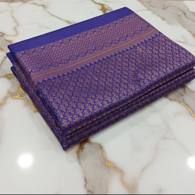 Silk Georgette saree with beautiful buttas , flowy drape elegant light weight Pattu Silk saree in Royal Purple color