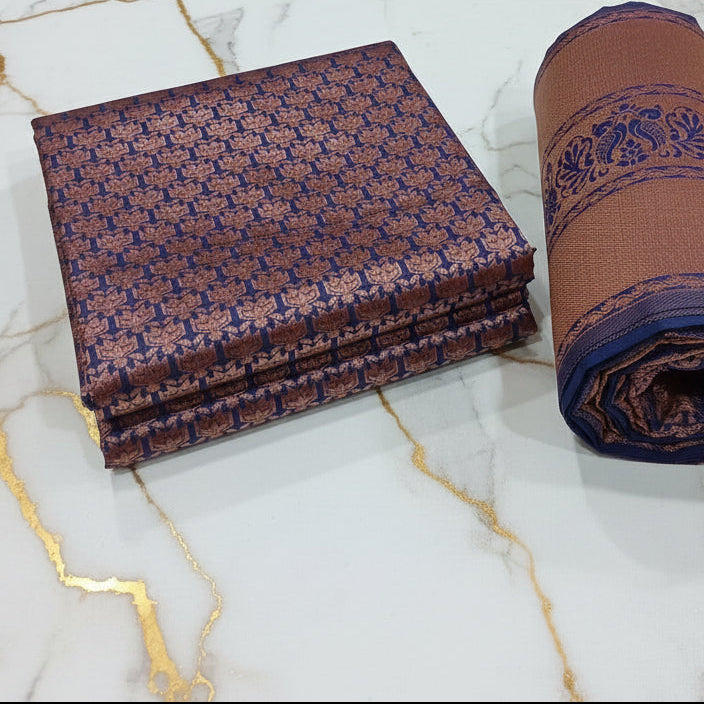 Silk Georgette saree with beautiful buttas , flowy drape elegant light weight Pattu Silk saree in Purple color with Rose Gold Zari