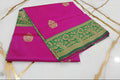 Silk Georgette saree with beautiful buttas , flowy drape elegant light weight Silk blend saree in  Pink with contrast Green Border