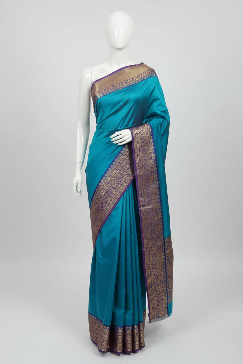 Silk Georgette saree with beautiful Border, flowy drape elegant light weight Silk blend saree in Blue Navy Border
