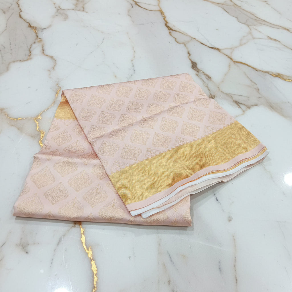 Silk Georgette saree with beautiful buttas , flowy drape elegant light weight Silk blend saree in  Cream Gold Color
