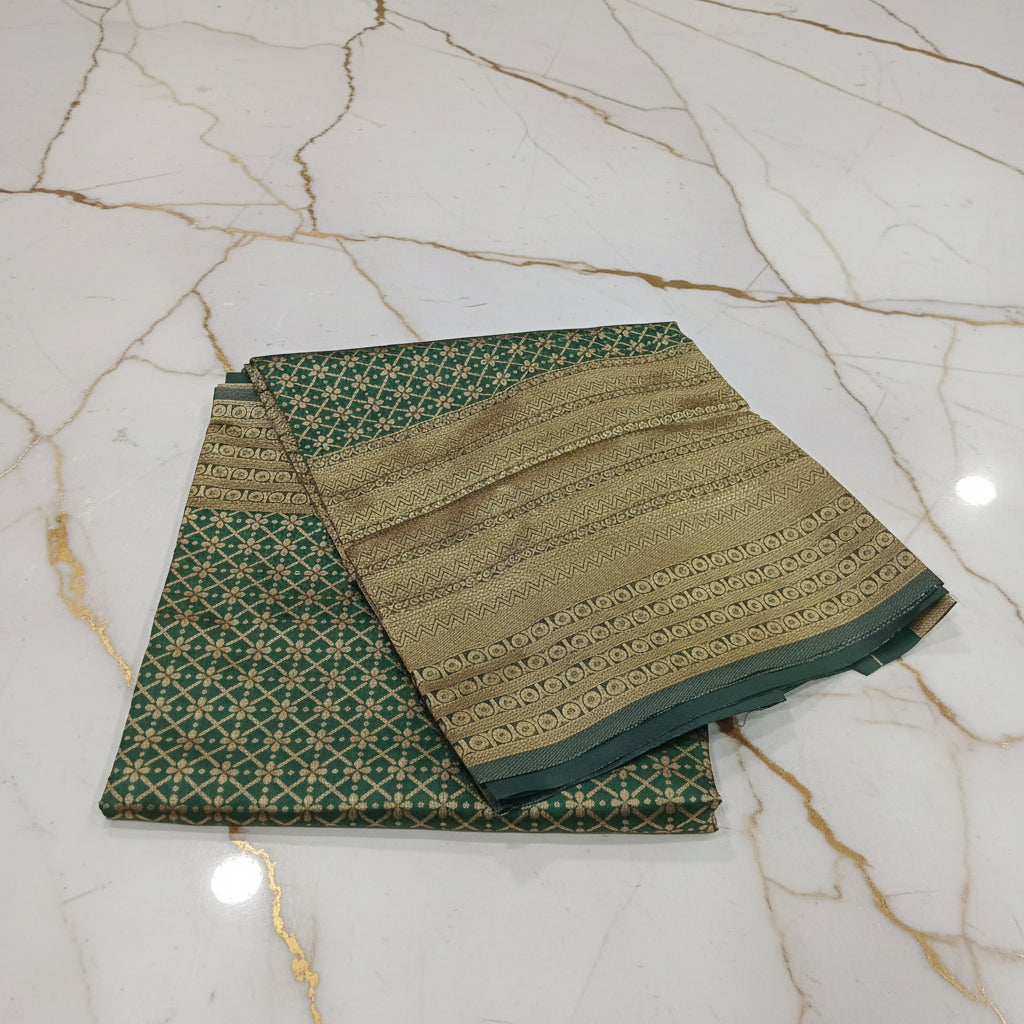Silk Georgette saree with beautiful buttas , flowy drape elegant light weight Pattu Silk saree in Fresh Leaf Green