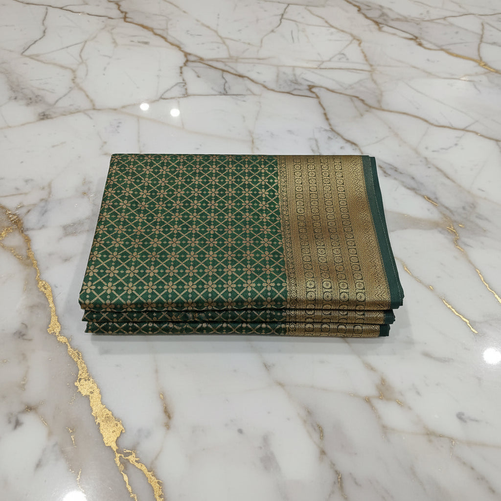 Silk Georgette saree with beautiful buttas , flowy drape elegant light weight Pattu Silk saree in Fresh Leaf Green