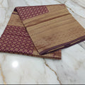 Silk Georgette saree with beautiful buttas , flowy drape elegant light weight Pattu Silk saree in Burgundy Color