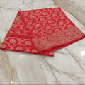 Silk Georgette saree with beautiful buttas , flowy drape elegant light weight Silk blend saree in Red