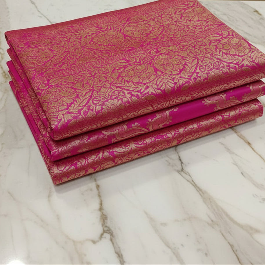 Silk Georgette saree with beautiful buttas , flowy drape elegant light weight Silk blend saree in  Royal Pink color