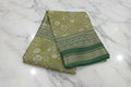Silk Georgette borderless saree with Printed Buttas ,flowy drape elegant light weight Silk blend saree in Green Floral Color